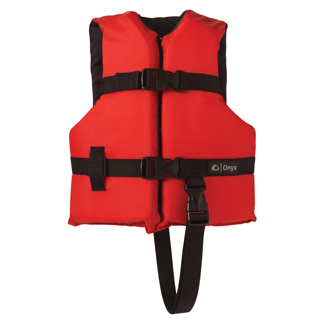 Child General Purpose Life Jacket with black straps and USCG approved flotation foam.