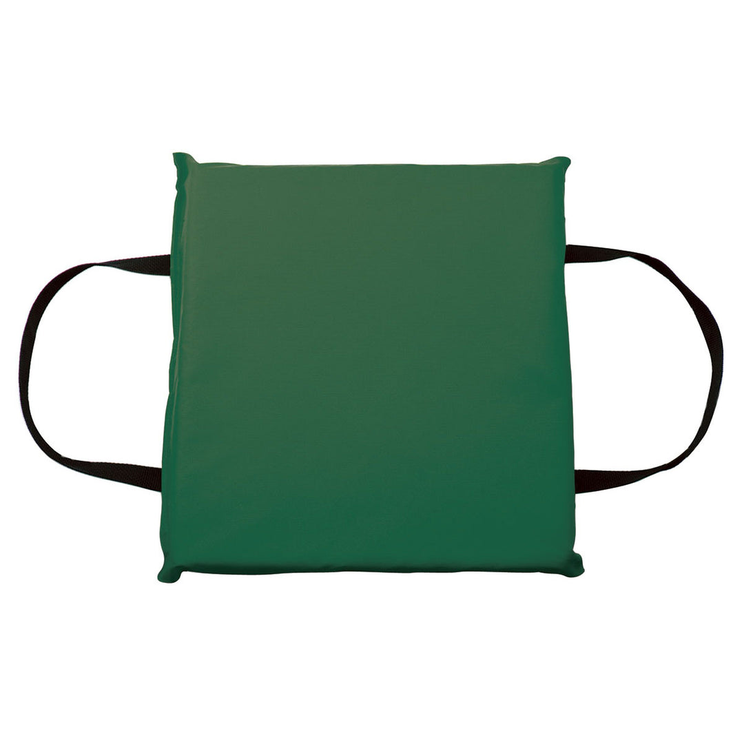 Throwable Foam Cushion with rescue and black carrying straps.