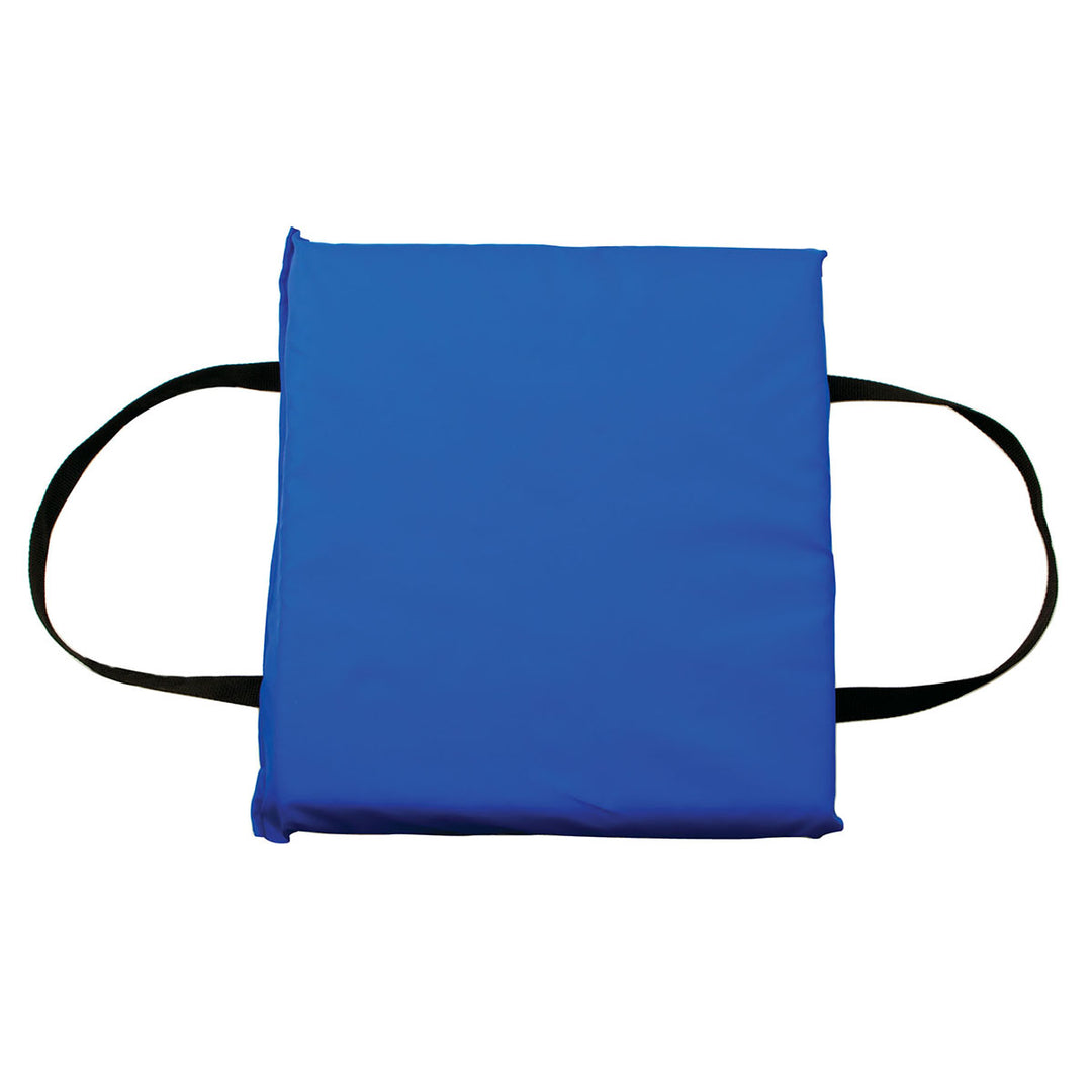 Throwable Foam Cushion with flotation foam, featuring black handles on each side.