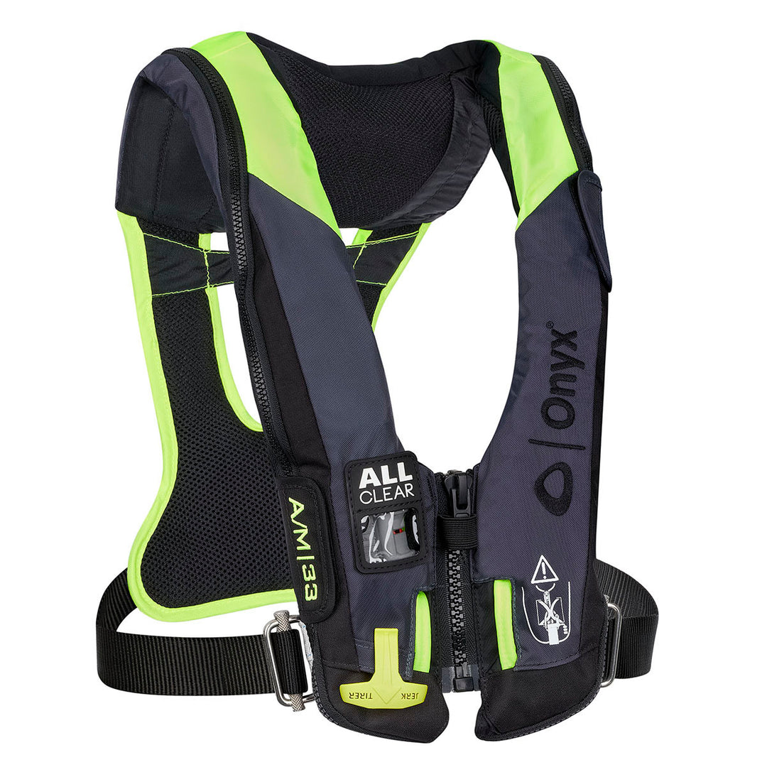 Impulse A/M-33 All Clear Inflatable Life Jacket, auto/manual inflate, black/neon yellow by Onyx.