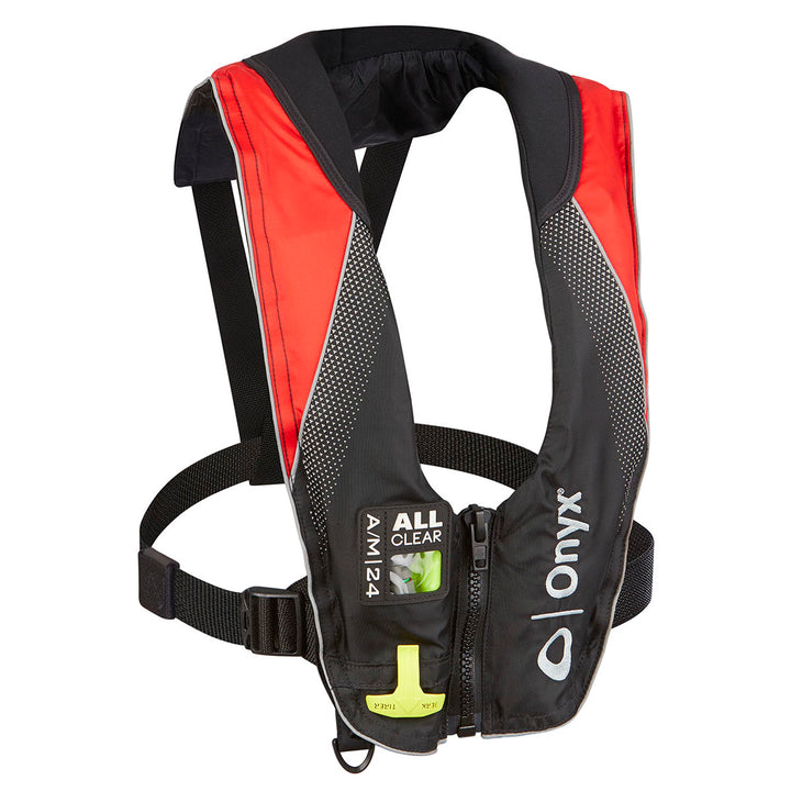 Red and Black pull to inflate life vest - Front view