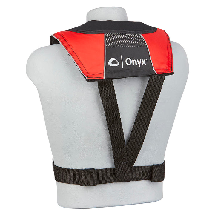 Red and Black pull to inflate life vest - Rear view